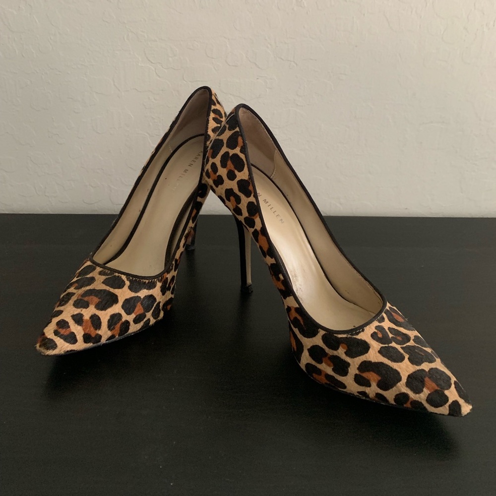 Karen Millen Leopard Print Leather Court Heels